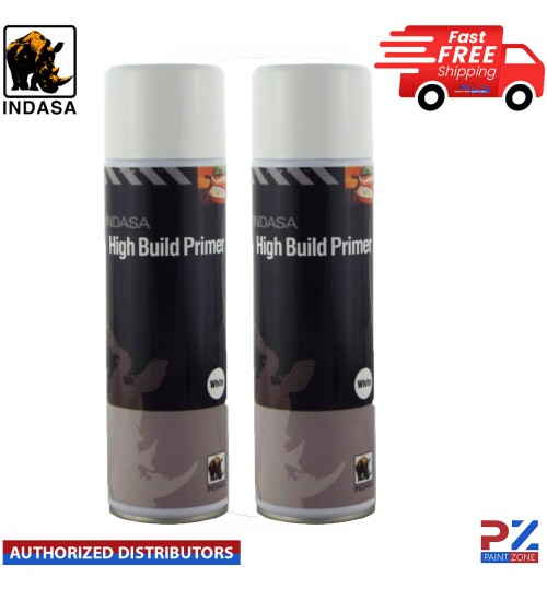 2X Indasa White High Build Acrylic Based Primer Aerosol Excellent Adhesion 500ml
